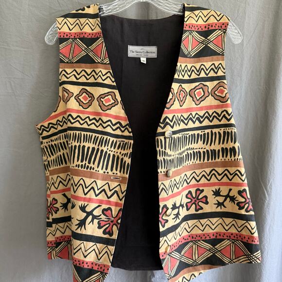 Vintage The Sierra Collection Vest Southwestern Earth Tone Folk-Inspired Size M - Picture 7 of 15